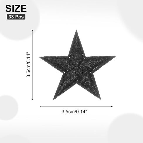 MECCANIXITY 33Pcs Star Iron on Patches Small Star Embroidered Patches Applique Sew on Patches for DIY Crafts Clothing Repairing Bag Hat Decoration,Black in Saudi Arabia