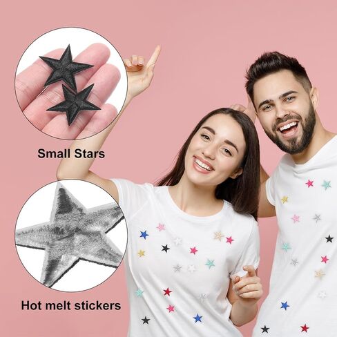 MECCANIXITY 33Pcs Star Iron on Patches Small Star Embroidered Patches Applique Sew on Patches for DIY Crafts Clothing Repairing Bag Hat Decoration,Black in Saudi Arabia