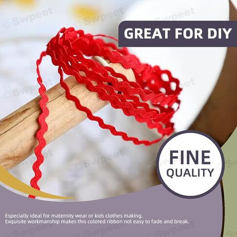 Swpeet 6Pcs 5m/ 0.3 Inch Colorful Rick Rack Trim Ribbon Kit, Wave Sewing Bending Fringe Trim, Wrapping Fabric Ribbon Trim Lace Ribbon for Sewing Clothes Gift Wrapping Home Party Decoration in Saudi Arabia
