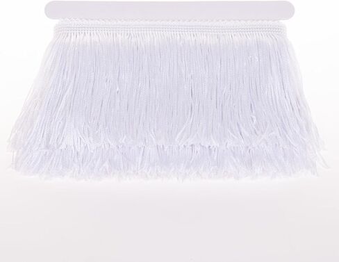 Sewing Fringe Trim Fringes 5 Yards for Clothing Accessories DIY Craft Latin Wedding Dress Lamp Shade Decoration (4 Inch White) in Saudi Arabia