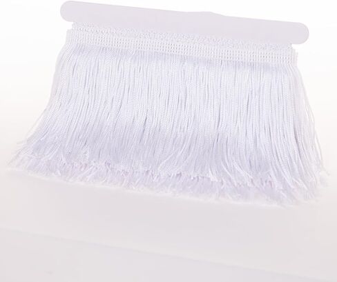 Sewing Fringe Trim Fringes 5 Yards for Clothing Accessories DIY Craft Latin Wedding Dress Lamp Shade Decoration (4 Inch White) in Saudi Arabia