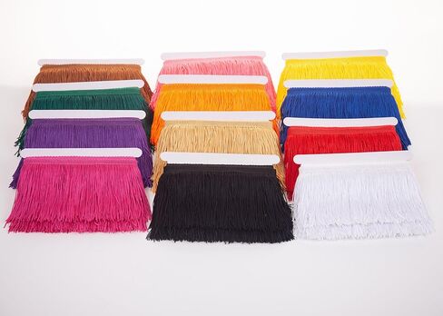 Sewing Fringe Trim Fringes 5 Yards for Clothing Accessories DIY Craft Latin Wedding Dress Lamp Shade Decoration (4 Inch White) in Saudi Arabia