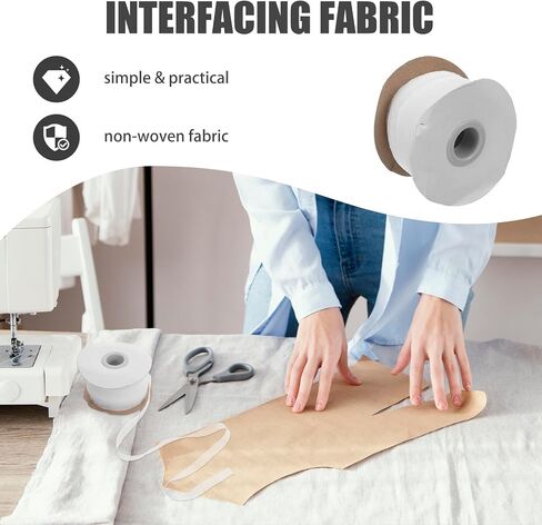 VILLCASE 1 Roll White Fusible Interfacing Fabrics for Clothing, Non-Woven Fabric Strip, Lining Strip Fusible Interfacing Strips - 0.39" X 109 Yards, Fusing Strip Fusible Interfacing Tape for Sewing in Saudi Arabia