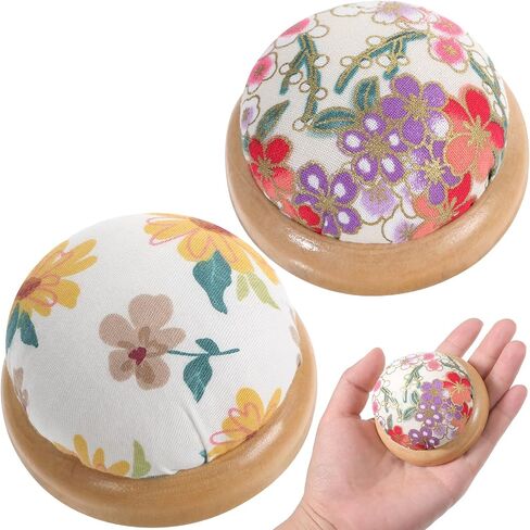 lloussak 2pcs دبوس وسادة، وسائد دبوس لطيف للخياطة، قاعدة خشبية إبرة الدبابيس الدبابيس النمط الياباني أصحاب دبوس الوسائد جولة على شكل دبوس وسائد أصحاب الإبرة للخياطة الحرفية in Saudi Arabia