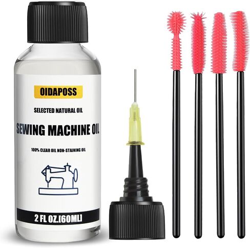 2FL.OZ. Sewing Machine Oil with Needle tip and 4 Type Sewing Machine Cleaning Brushes, Fine Light Machine Oil,Clear Machine Oil for Lubrication of All Sewing Machine Moving Parts in Saudi Arabia