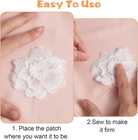 15 Pcs Flower Embroidery Patch, Lace Appliqué DIY Craft Patches for Decoration, Flower Lace Appliques Patches Sew On Patches for Repair of Clothing Backpacks Jeans Hats(White) in Saudi Arabia