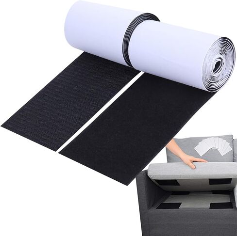4.4''×19.7 Feet Black Heavy Duty Hook and Loop Tape Adhesive,Multi-Purpose Self Adhesive Strips,Prevent Sofa Cushions,Carpets,Mattresses Sliding,No Punching Wall Mounting,After use Anti Non Slip in Kuwait