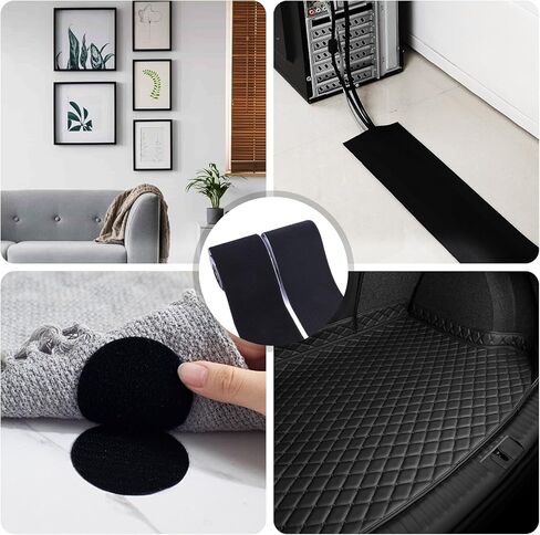 4.4''×19.7 Feet Black Heavy Duty Hook and Loop Tape Adhesive,Multi-Purpose Self Adhesive Strips,Prevent Sofa Cushions,Carpets,Mattresses Sliding,No Punching Wall Mounting,After use Anti Non Slip in Kuwait