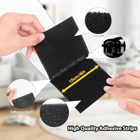 4.4''×19.7 Feet Black Heavy Duty Hook and Loop Tape Adhesive,Multi-Purpose Self Adhesive Strips,Prevent Sofa Cushions,Carpets,Mattresses Sliding,No Punching Wall Mounting,After use Anti Non Slip in Kuwait