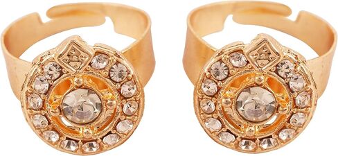Touchstone New Indian Bollywood Pretty Floral Work Studded Look Faux Emerald Ruby Designer Jewelry Toe Rings in Gold Tone for Women. in Saudi Arabia