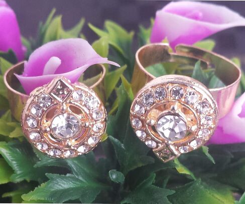 Touchstone New Indian Bollywood Pretty Floral Work Studded Look Faux Emerald Ruby Designer Jewelry Toe Rings in Gold Tone for Women. in Saudi Arabia