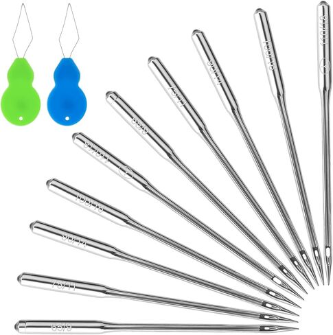 100PCS Sewing Machine Needles Universal Heavy Duty Sewing Machine Needles with 2PCS Needle Threaders for Sewing, Size 65/9, 75/11, 90/14, 100/16, 110/18 in Saudi Arabia