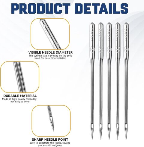 100PCS Sewing Machine Needles Universal Heavy Duty Sewing Machine Needles with 2PCS Needle Threaders for Sewing, Size 65/9, 75/11, 90/14, 100/16, 110/18 in Saudi Arabia