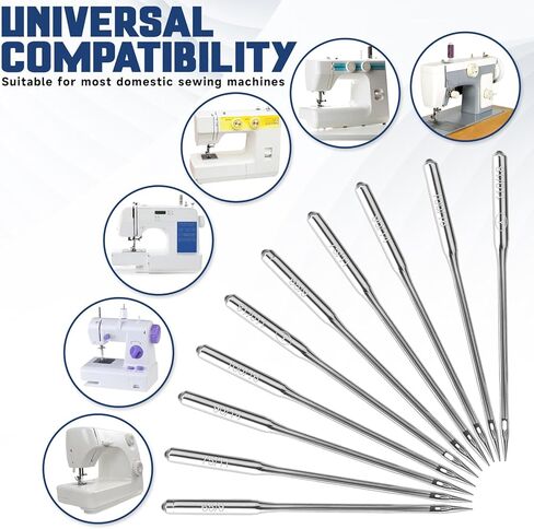 100PCS Sewing Machine Needles Universal Heavy Duty Sewing Machine Needles with 2PCS Needle Threaders for Sewing, Size 65/9, 75/11, 90/14, 100/16, 110/18 in Saudi Arabia