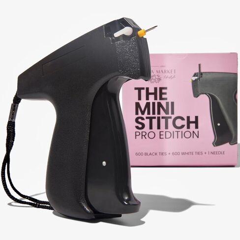 Stitchy Pro - مسدس الغرز الصغير للملابس - إبر متدرجة صغيرة + 1250 أداة تثبيت دقيقة باللونين الأبيض والأسود - مسدس وضع العلامات الدقيقة - أداة خياطة سريعة - مسدس غرز مفرد للملابس وأداة حاشية in Saudi Arabia