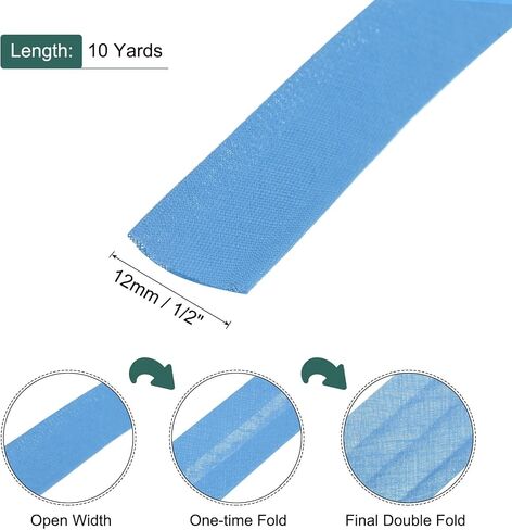 MECCANIXITY 1/2 Inch Double Fold Bias Tape Polyester Continuous Bulk Bias Tape for Sewing, Seaming Quilting Hemming Binding Crafts (Dark Blue 6 Yards) in Saudi Arabia