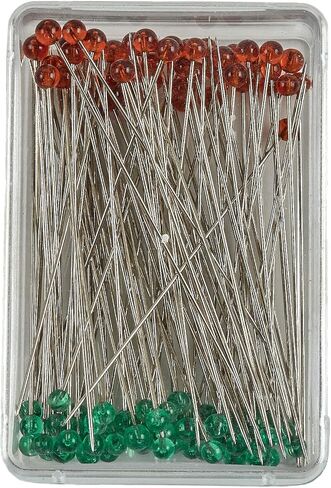Quilting Pins Fine, 100 Pins - Glass Head Quilting Pins for Precision Sewing | Bundled with Embroidery Scissors - Stainless Steel Fabric Pins for Sewing ~ [Pack of 2] in Saudi Arabia