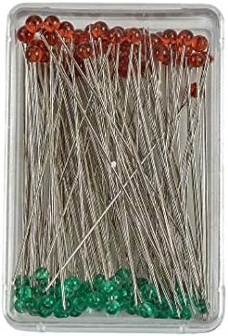 Quilting Pins Fine, 100 Pins - Glass Head Quilting Pins for Precision Sewing | Bundled with Embroidery Scissors - Stainless Steel Fabric Pins for Sewing ~ [Pack of 2] in Saudi Arabia