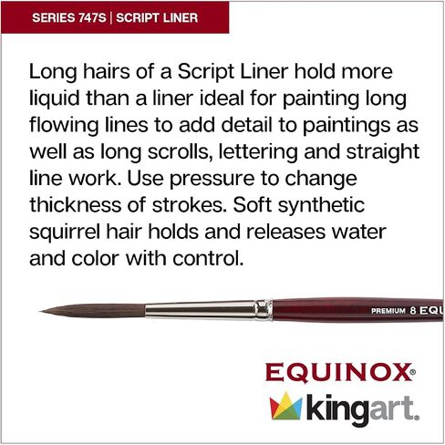 KINGART Premium Equinox 747S-8 Script Liner Series Watercolor Artist Brushes, Synthetic Squirrel Hair, Short Handle, Size 8 in Saudi Arabia