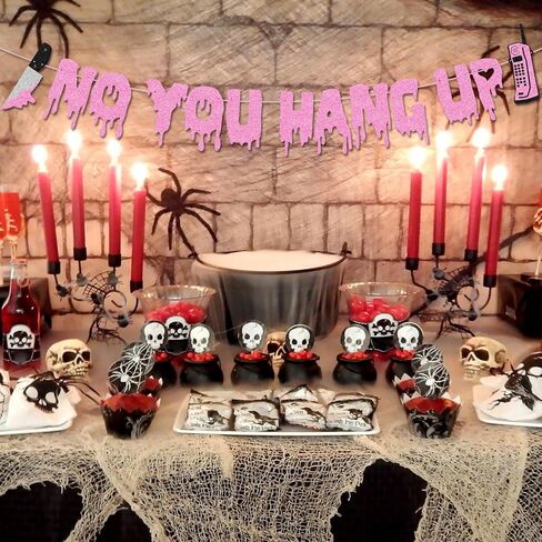 لا يمكنك تعليق لافتة زينة حفلات الهالوين للصبي والفتاة، هل تحب الأفلام المخيفة، لديك لوازم حفلات عيد ميلاد قاتلة وأفلام رعب in Kuwait