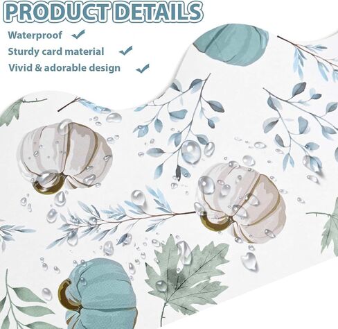65.6Ft Fall Bulletin Board Borders Pumpkin Maple Leaves Bulletin Border Trim Watercolor Blue Scalloped Thanksgiving Border Decorations for Home School Classroom Office Chalkboard Wall Decor in Saudi Arabia