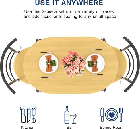 طقم طاولة طعام من فيسيلو لـ 4 5 قطع من حجرة طعام صغيرة مع كراسي للمطبخ وزاوية الإفطار ومساحة صغيرة، 43.3 بوصة، أسود in Kuwait