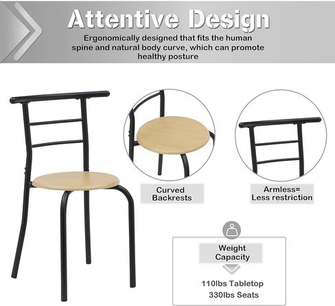 طقم طاولة طعام من فيسيلو لـ 4 5 قطع من حجرة طعام صغيرة مع كراسي للمطبخ وزاوية الإفطار ومساحة صغيرة، 43.3 بوصة، أسود in Kuwait