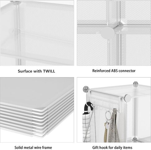 AWTATOS Cube Storage Organizer, 6 Cube Shelves Bookshelf, Closet Organizers and Storage, DIY Stackable Plastic Clothes Organizer Shelving for Bedroom, Home Office, Transparent Twill in Kuwait
