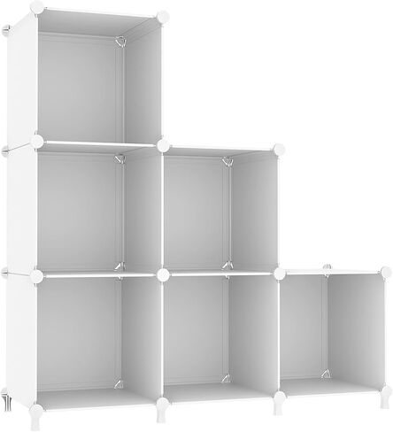 AWTATOS Cube Storage Organizer, 6 Cube Shelves Bookshelf, Closet Organizers and Storage, DIY Stackable Plastic Clothes Organizer Shelving for Bedroom, Home Office, Transparent Twill in Kuwait