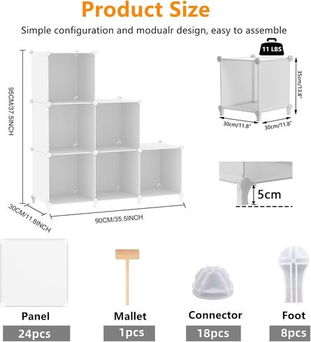 AWTATOS Cube Storage Organizer, 6 Cube Shelves Bookshelf, Closet Organizers and Storage, DIY Stackable Plastic Clothes Organizer Shelving for Bedroom, Home Office, Transparent Twill in Kuwait
