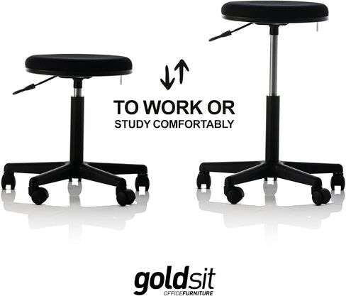 Goldsit Medical، منتجع صحي، مختبر، مكتب، مقعد منزلي مع عجلات PU صامتة | تصميم مريح مع دوران 360 درجة | ارتفاع قابل للتعديل | مقعد مملوء بالإسفنج عالي الكثافة | الجودة الأوروبية in Saudi Arabia