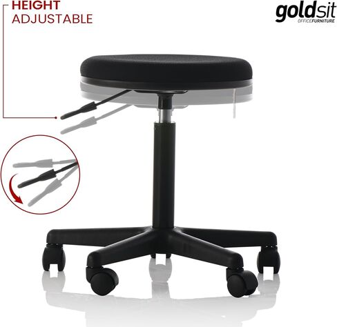 Goldsit Medical، منتجع صحي، مختبر، مكتب، مقعد منزلي مع عجلات PU صامتة | تصميم مريح مع دوران 360 درجة | ارتفاع قابل للتعديل | مقعد مملوء بالإسفنج عالي الكثافة | الجودة الأوروبية in Saudi Arabia