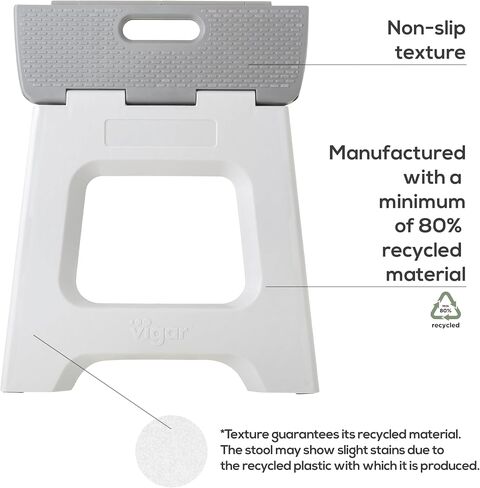 Vigar Compact Step Stool Foldable, 12-1/2-inch Step Stools for Adults up to 330 Pound, Lightweight Stool, Non-Slip Folding Step Stool, Gray in Saudi Arabia