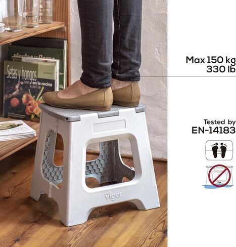Vigar Compact Step Stool Foldable, 12-1/2-inch Step Stools for Adults up to 330 Pound, Lightweight Stool, Non-Slip Folding Step Stool, Gray in Saudi Arabia