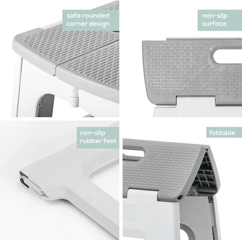 Vigar Compact Step Stool Foldable, 12-1/2-inch Step Stools for Adults up to 330 Pound, Lightweight Stool, Non-Slip Folding Step Stool, Gray in Saudi Arabia