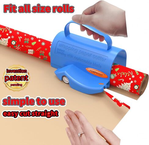 Wrapping Paper Cutter with 3 Replaceable Blade Sets for Birthday Paper Gift Wrapping Paper Roll Cutter with Handle Christmas Wrapping Paper Cutter Tool Tube Holder Slidding Slicing. in Saudi Arabia