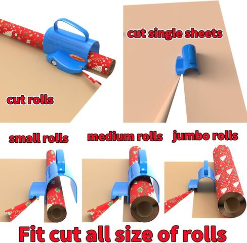 Wrapping Paper Cutter with 3 Replaceable Blade Sets for Birthday Paper Gift Wrapping Paper Roll Cutter with Handle Christmas Wrapping Paper Cutter Tool Tube Holder Slidding Slicing. in Saudi Arabia