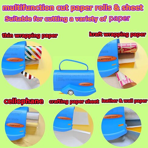 Wrapping Paper Cutter with 3 Replaceable Blade Sets for Birthday Paper Gift Wrapping Paper Roll Cutter with Handle Christmas Wrapping Paper Cutter Tool Tube Holder Slidding Slicing. in Saudi Arabia
