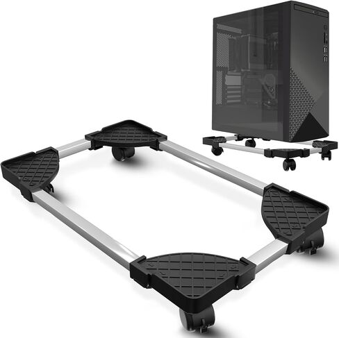 CPU Stand with Wheels - Adjustable Rolling Platform Computer Tower Stand - PC Stand for Floor - Desktop Stand - Computer Cart PC Tower Stand with 360 Degree Locking Casters, 80 lb Weight Limit in Saudi Arabia