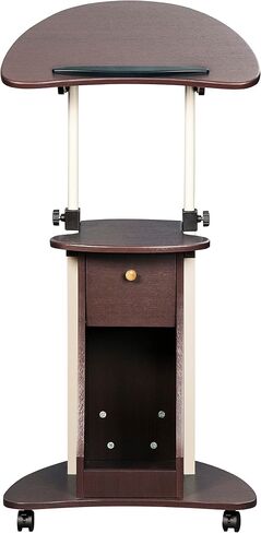 Techni Mobili Sit-to-Stand Rolling Adjustable Storage Medical Laptop Computer Cart, Chocolate, B005 in Saudi Arabia