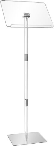 Podium Stand, Lecterns & Podiums, Acrylic Adjustable Angles with Metal Base, Podium for Church, Weddings, Classroom, Speech, 16" L x 12" W x 42.5" H (Clear) in Saudi Arabia