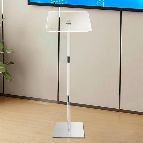 Podium Stand, Lecterns & Podiums, Acrylic Adjustable Angles with Metal Base, Podium for Church, Weddings, Classroom, Speech, 16" L x 12" W x 42.5" H (Clear) in Saudi Arabia