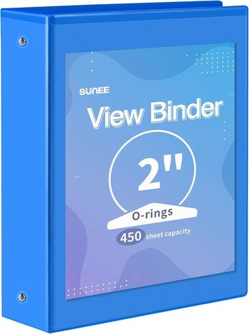 SUNEE 3 Ring Binder 1.5 Inch 1 Pack, Clear View Binder Three Ring PVC-Free (Fit 8.5x11 Inches) for School Binder or Office Binder Supplies, Blue Binder in Kuwait