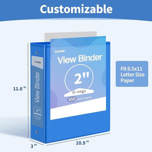 SUNEE 3 Ring Binder 1.5 Inch 1 Pack, Clear View Binder Three Ring PVC-Free (Fit 8.5x11 Inches) for School Binder or Office Binder Supplies, Blue Binder in Kuwait