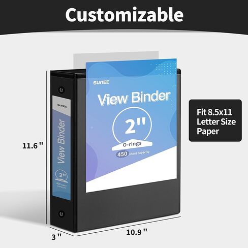 SUNEE 3 Ring Binder 1.5 Inch 1 Pack, Clear View Binder Three Ring PVC-Free (Fit 8.5x11 Inches) for School Binder or Office Binder Supplies, Blue Binder in Kuwait
