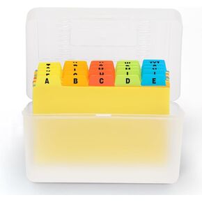 H4D Index Card Holder 3x5 Inches with 25 Plastic Dividers, Black