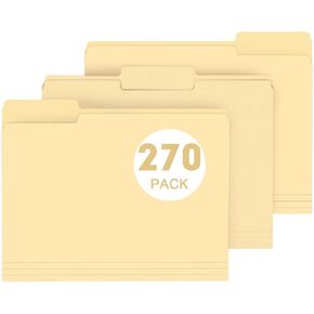 File Folder, PANDRI 270 Pack Colored File Folder, 1/3 Cut Tab, Letter Size, Assorted 12 Colors Filing Folder for Office School Business