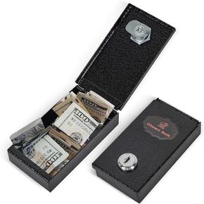 Metal Box for Gambler - Winners Bank Portable Safe Casino Money Pocket Sized Cash Box with Key Go Home Money