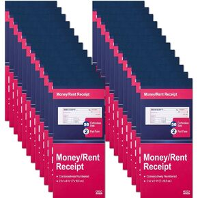 XKDOUS 6 Pack Receipt Book with Carbon Copies, Money and Rent Receipt Book 2 Part Carbonless, 2-3/4" x 6-1/2" Receipt Book for Small Business, 50 Sets per Book