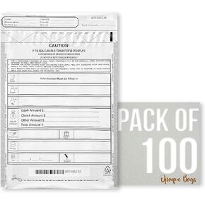 Clear Bank Deposit Bags Plastic with Bank deposit slips 9 * 12" Money Deposit Bags - Tamper Proof Cash Deposit Bags 100 pcs Temper Evident Cash Register Bags for Cash, Cheques